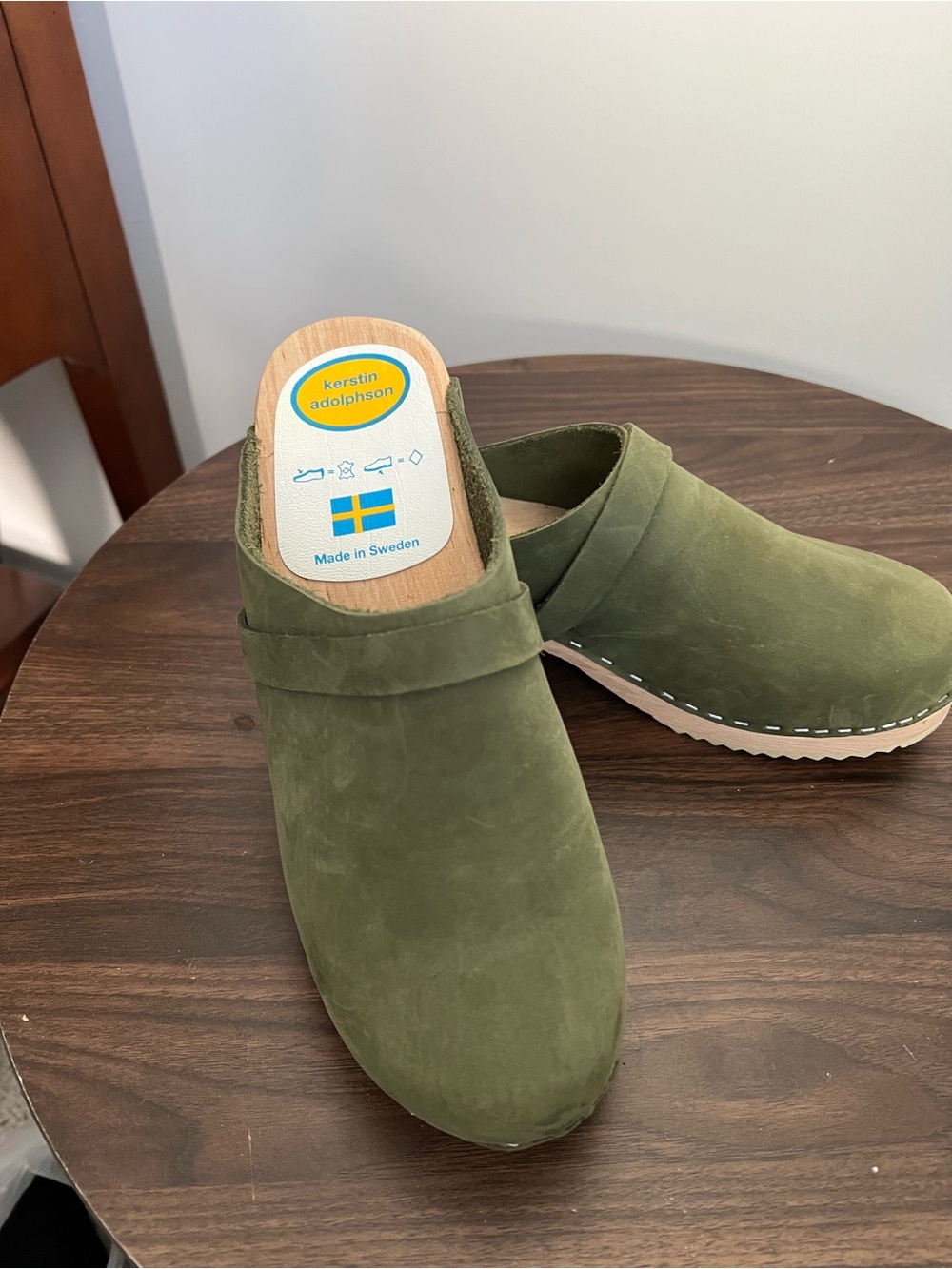 Olive Green Suede Clog Mule